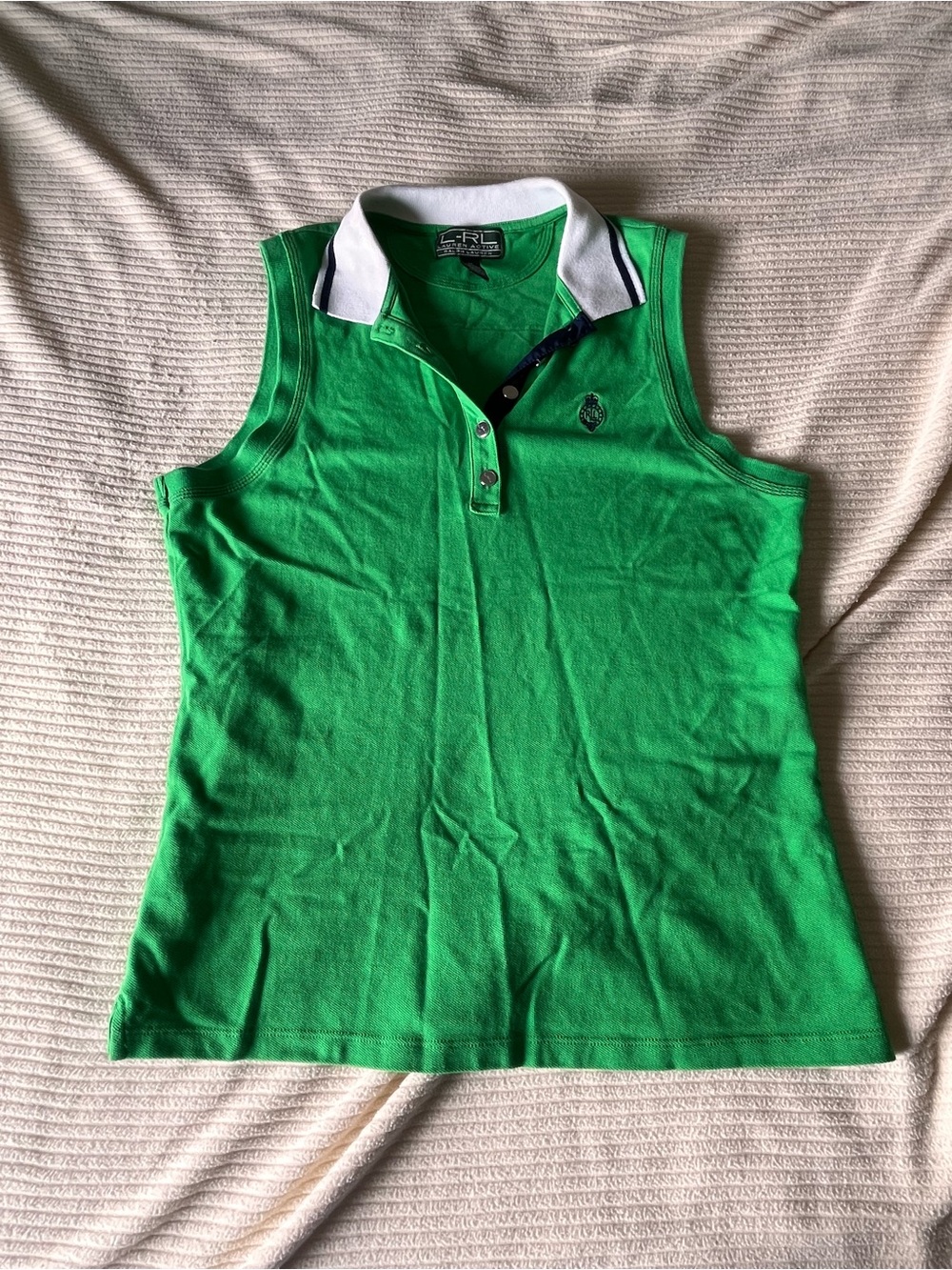 Women’s Ralph Lauren Active Tank Top Green Nautical Medium Summer Boat Polo 1174